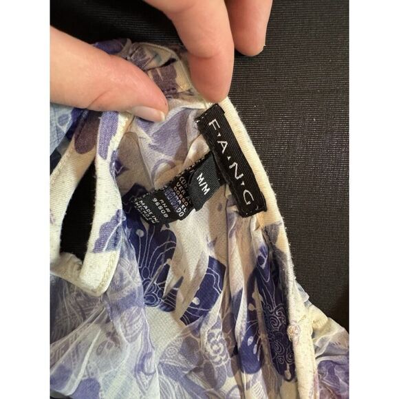 Vintage Fang Women's Blouse Ivory ‎ And Purple Short Sleeve Sheer M Y2K Fairy - Picture 6 of 6